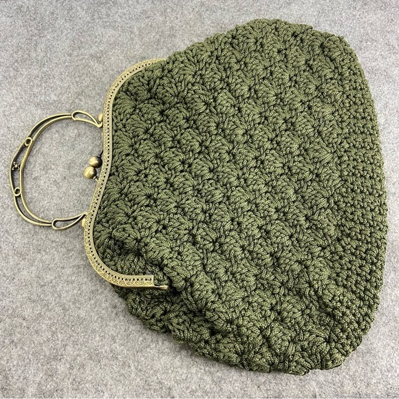 Handmade Hunter Green Crochet Purse Hand Bag With Gold Hardware - Picture 2 of 7